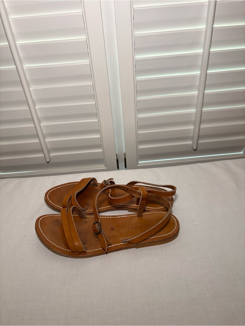 K Jacques Brown Leather Strappy Sandals - Women